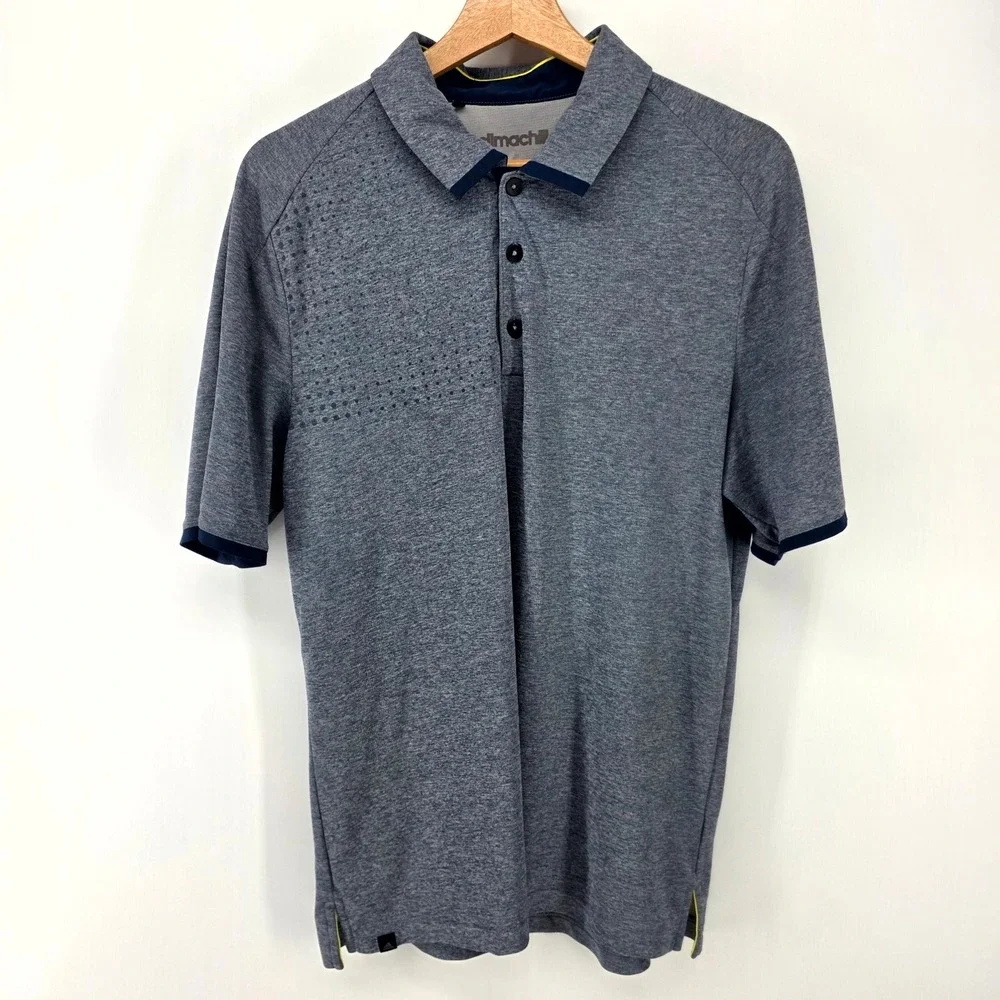 Adidas Polo Shirt Mens M Blue Heather Climachill Short Sleeve Golf Performance